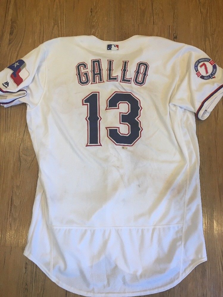 Joey Gallo Adrian Beltre 3000Hit Pudge HOF Patch Texas Rangers Game Used Jersey