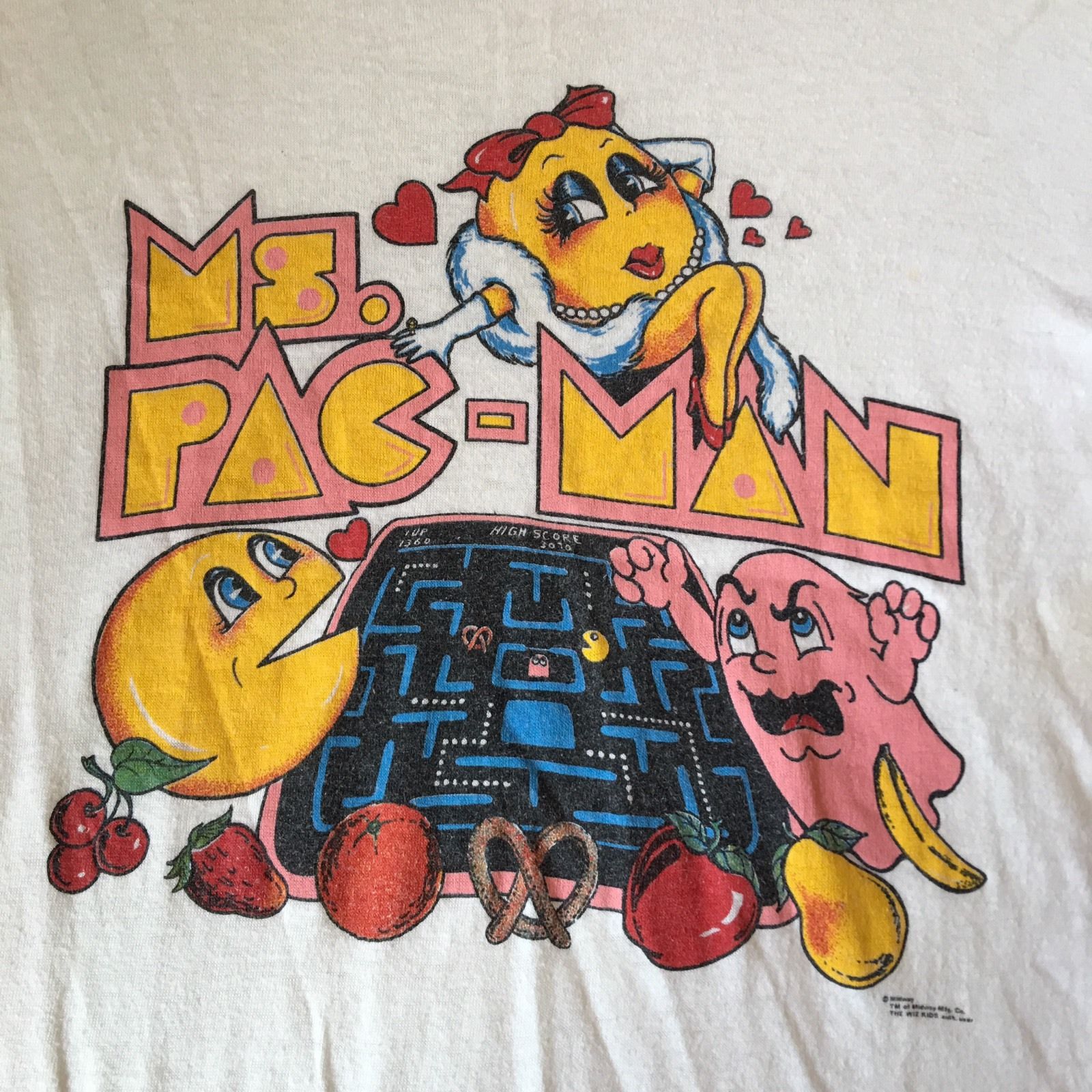 True Vintage 1980's Ms. Pac-Man Hanes Size Medium Shirt - Arcade Game Namco