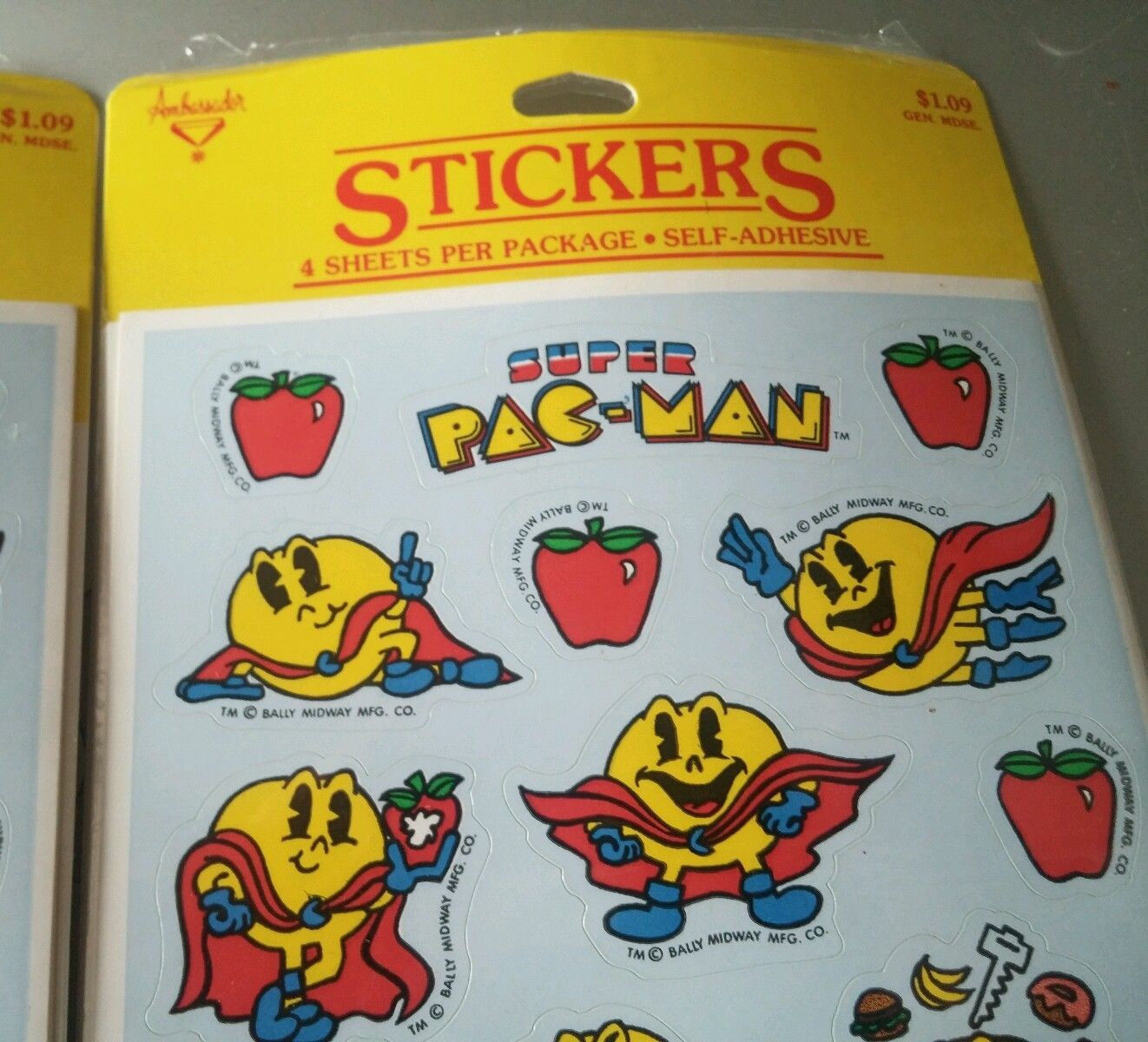 Vintage 1982 Official Super Pac-Man stickers Atari pack PacMan games 80s