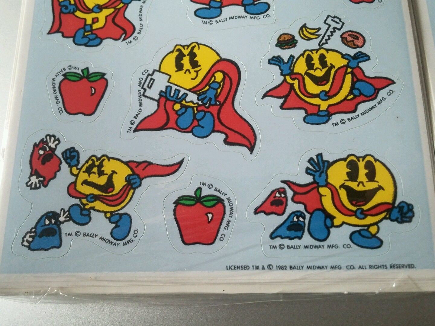 Vintage 1982 Official Super Pac-Man stickers Atari pack PacMan games 80s