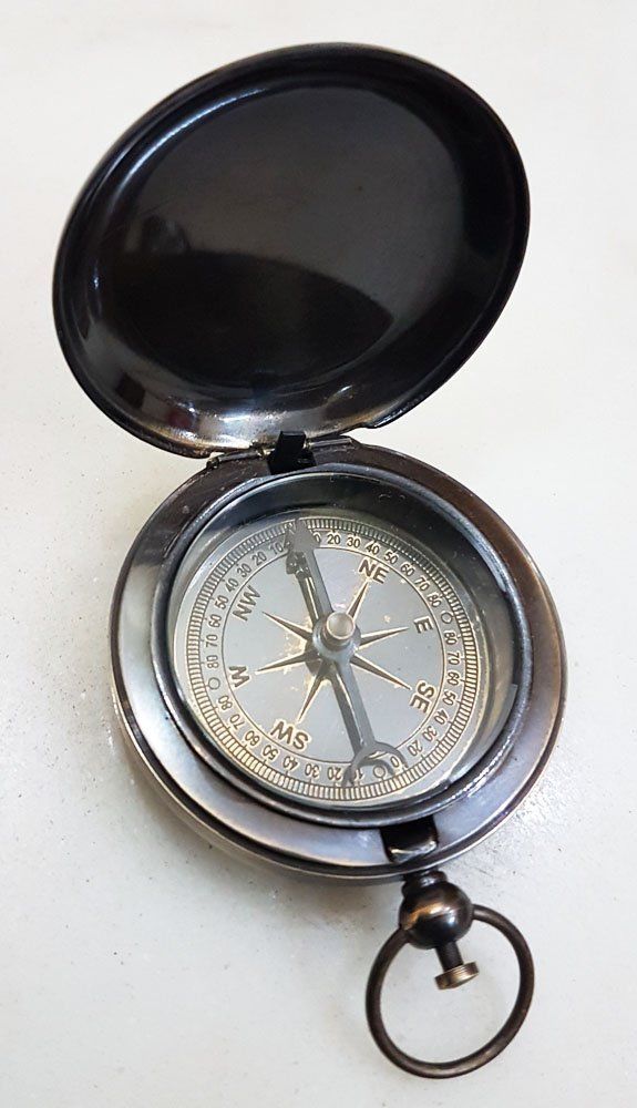 Antique Brass Compass Vintage Handmade Push Button Brass Compass Pocket Locket