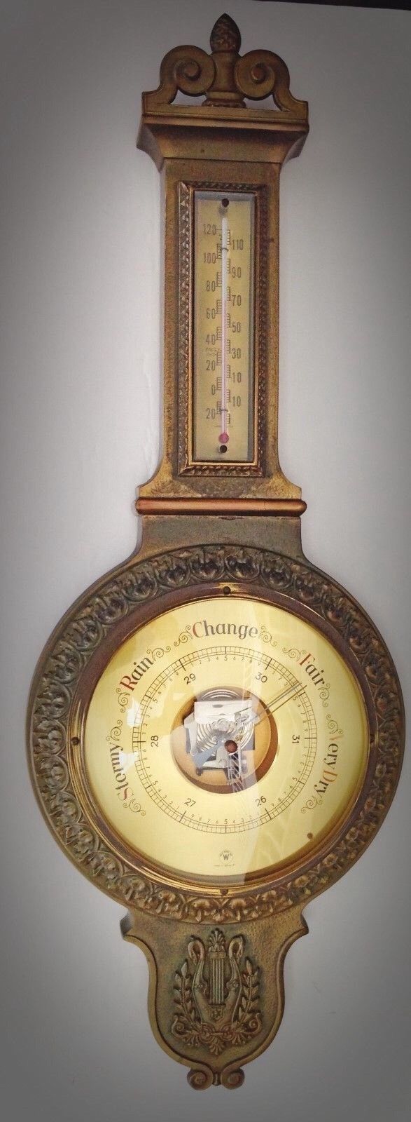 Antique/Vintage Bronze/Brass? Barometer / Thermometer - Made In Germany 1940s
