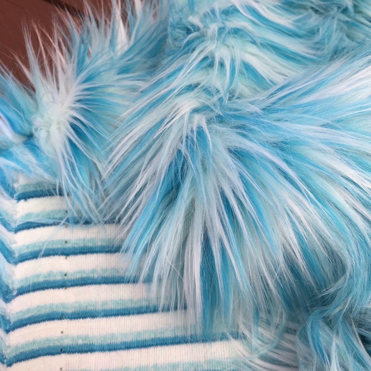 ' Toothpaste ' - Multi-Tone Blue - faux fur fabric - furaddiction