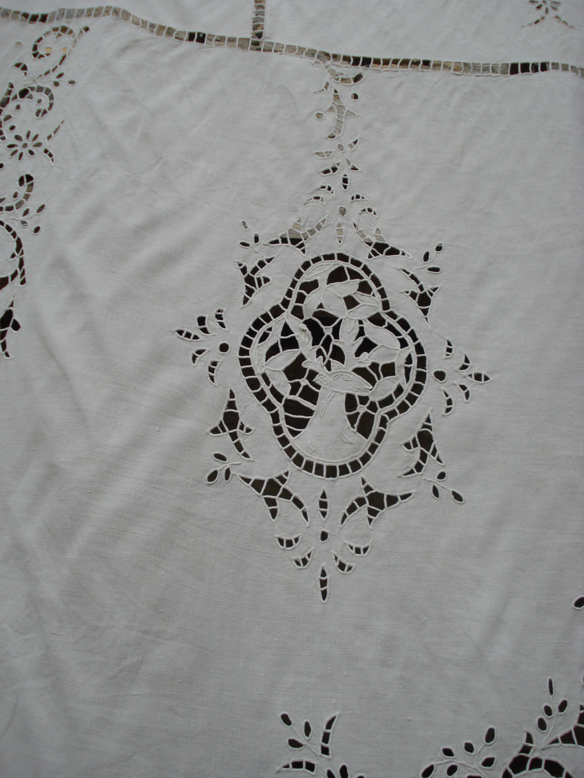 antique french handmade lace + Richelieu embroidery curtain - the king's hunting