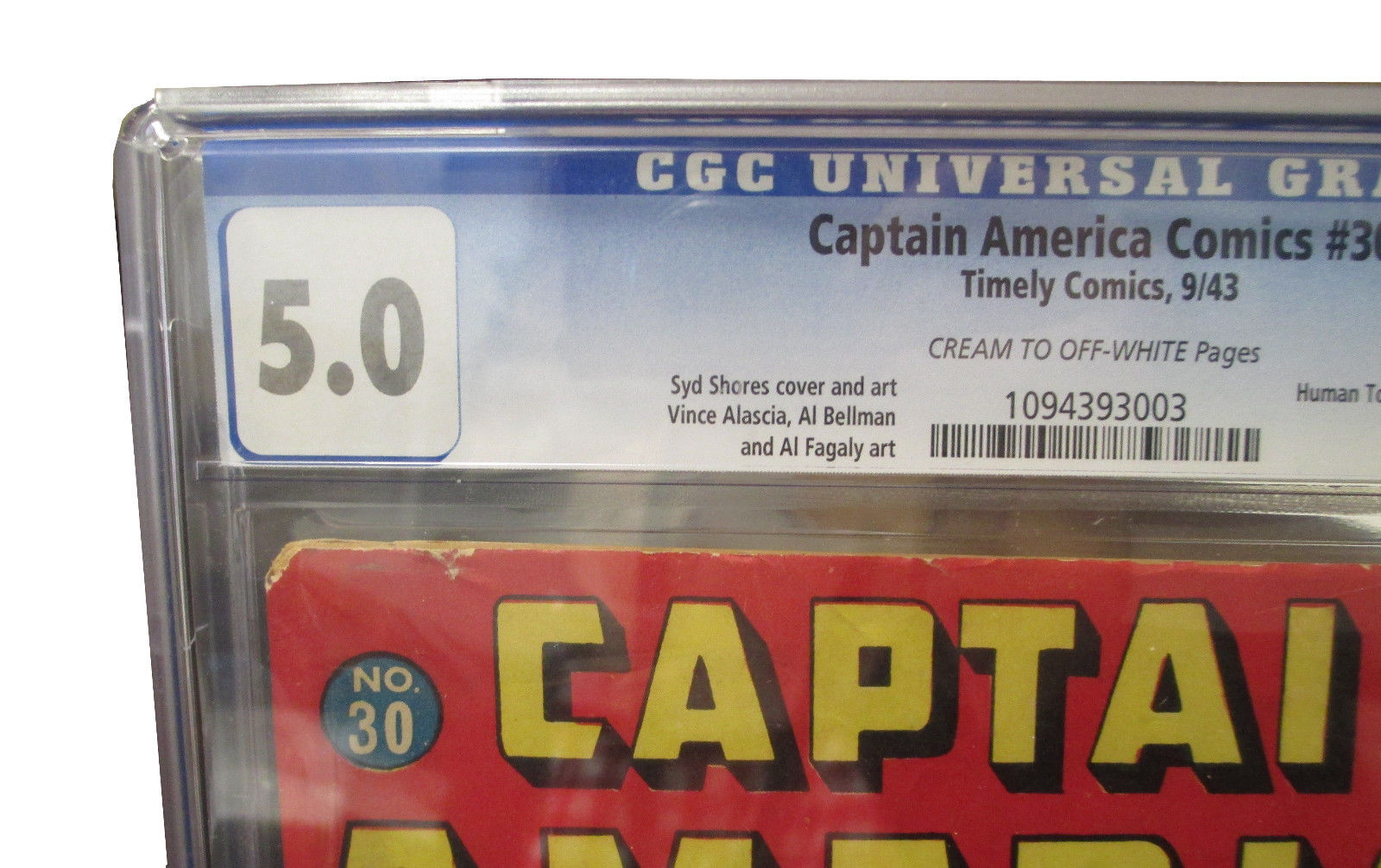 Captain America Comics #30 CGC Graded 5.0 Very Good/Fine Human Torch Story-1943