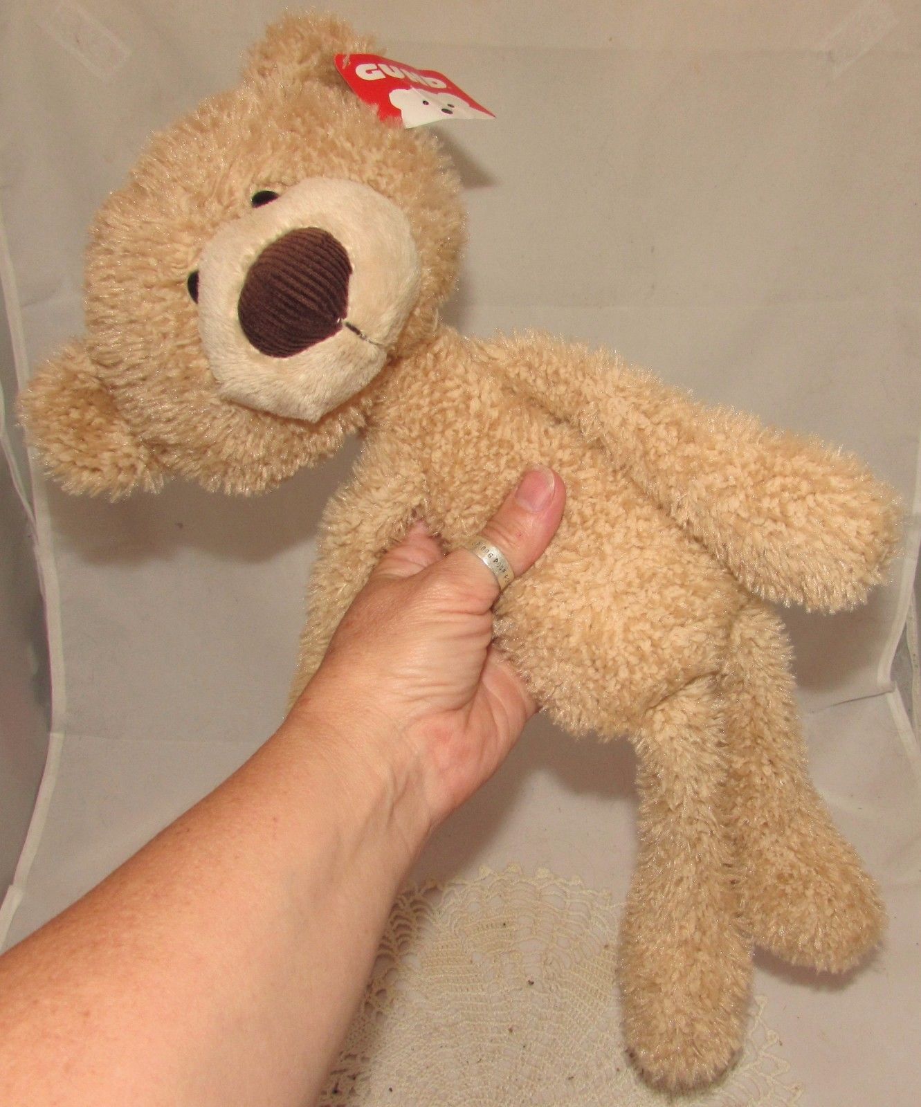 Light Brown Gund Teddy Bear Plush Toy, Named Toothpick, Pre-owned 16", childs