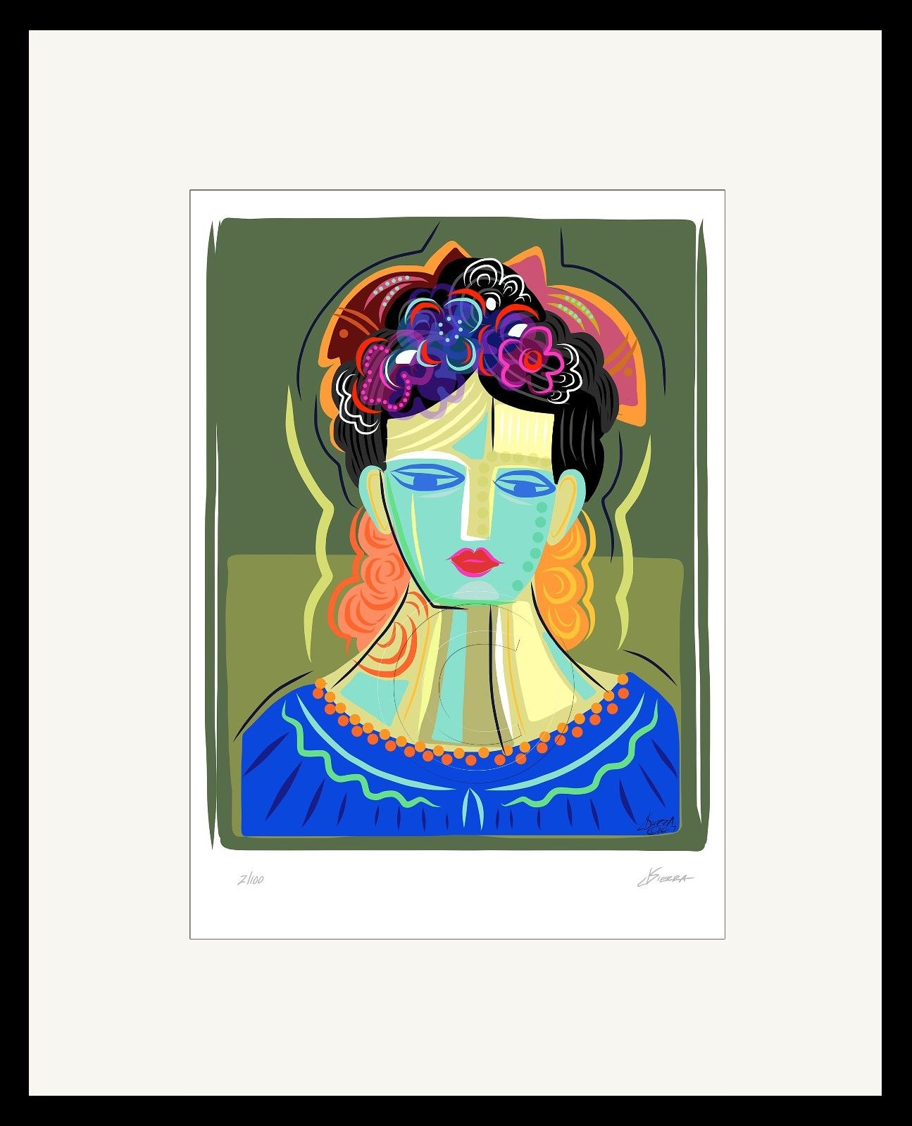 FRIDA KAHLO | Folk Art Print Painting Vivid Colors 8 x 10 SIGNED SFASTUDIO