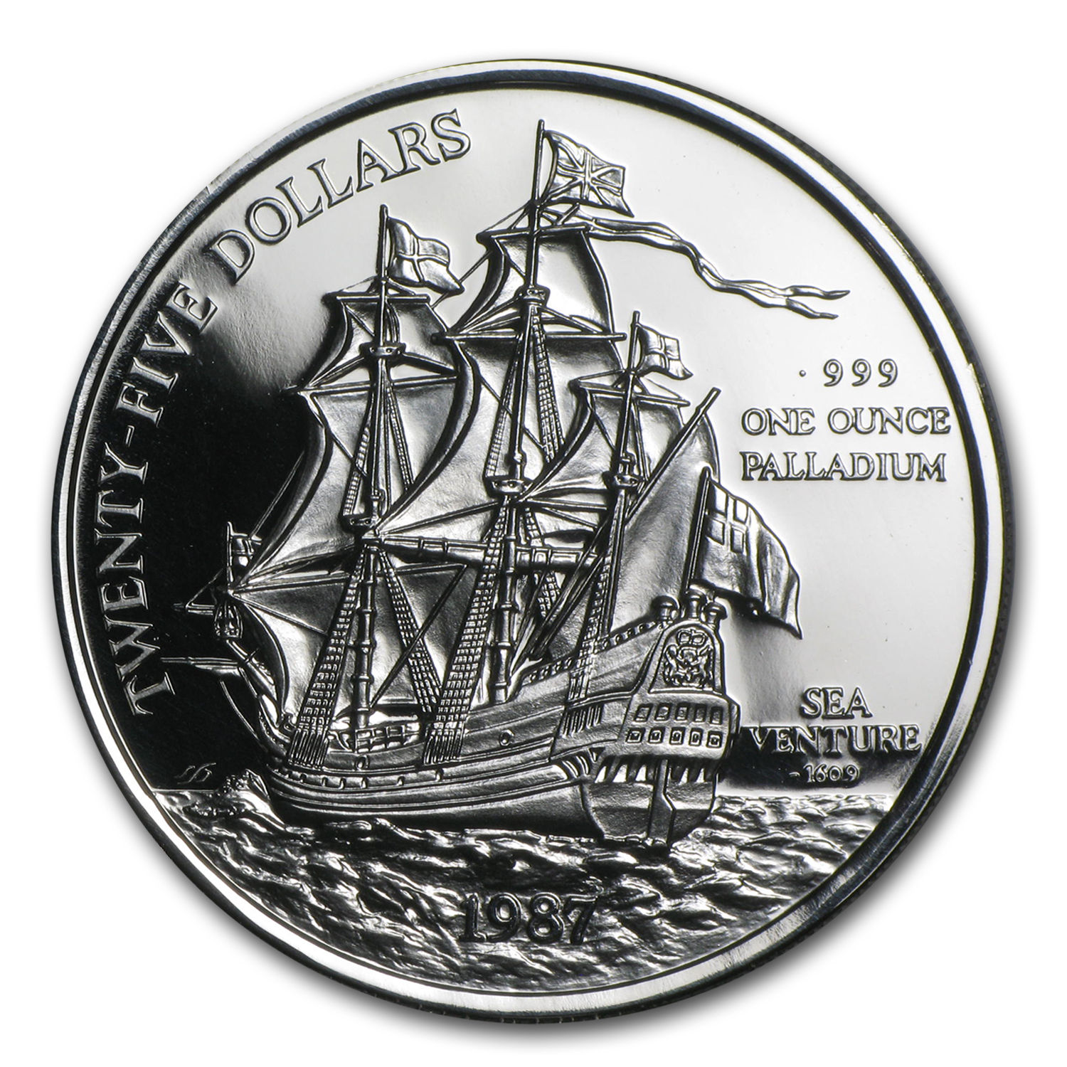 1987 Bermuda 1 oz Palladium Sea Venture Proof (w/Box & COA) - SKU #85735