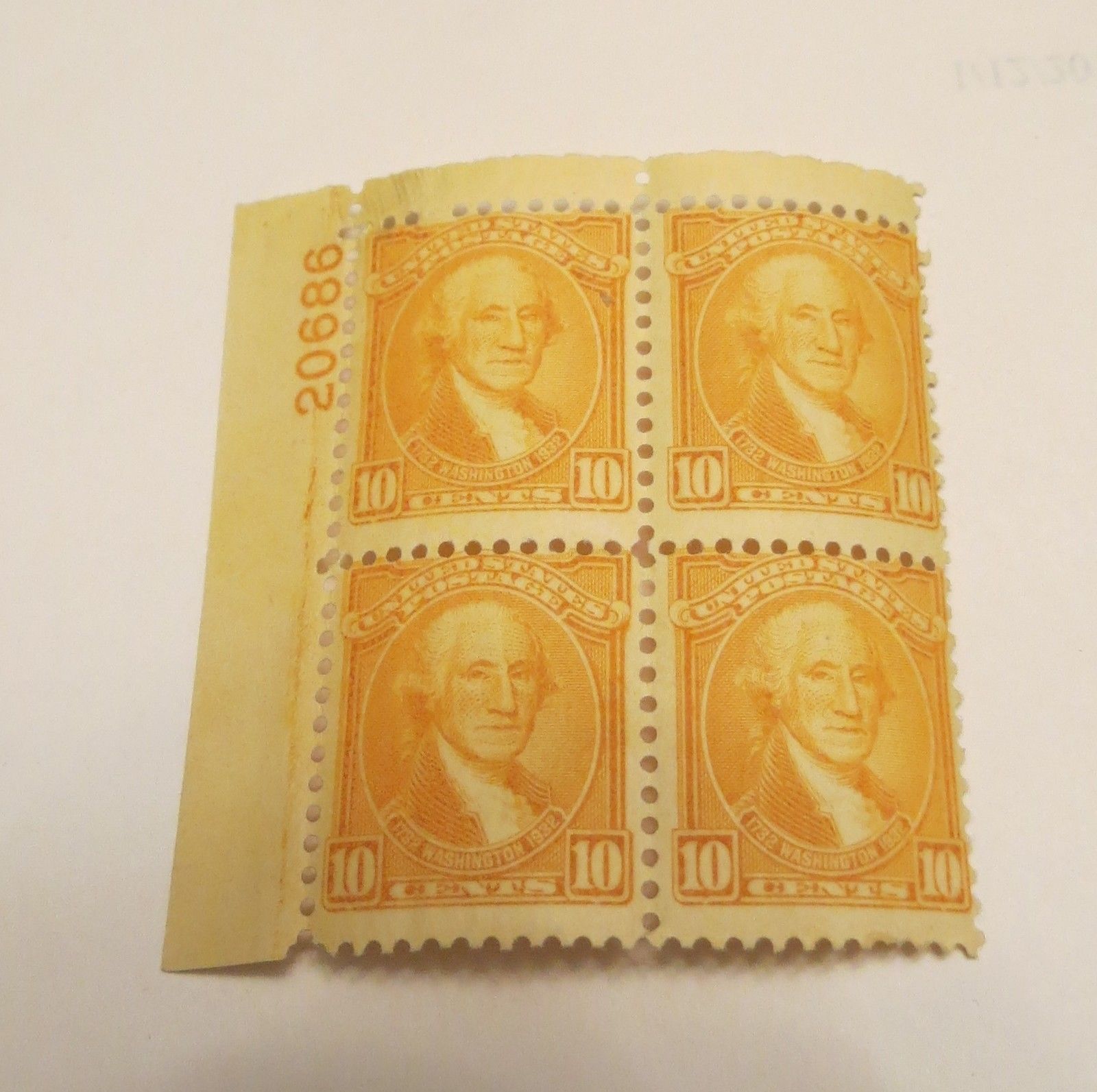 SCOTT #715 1932 10 CENT WASHINGTON BICENTENNIAL PLATE BLOCK  MINT NH