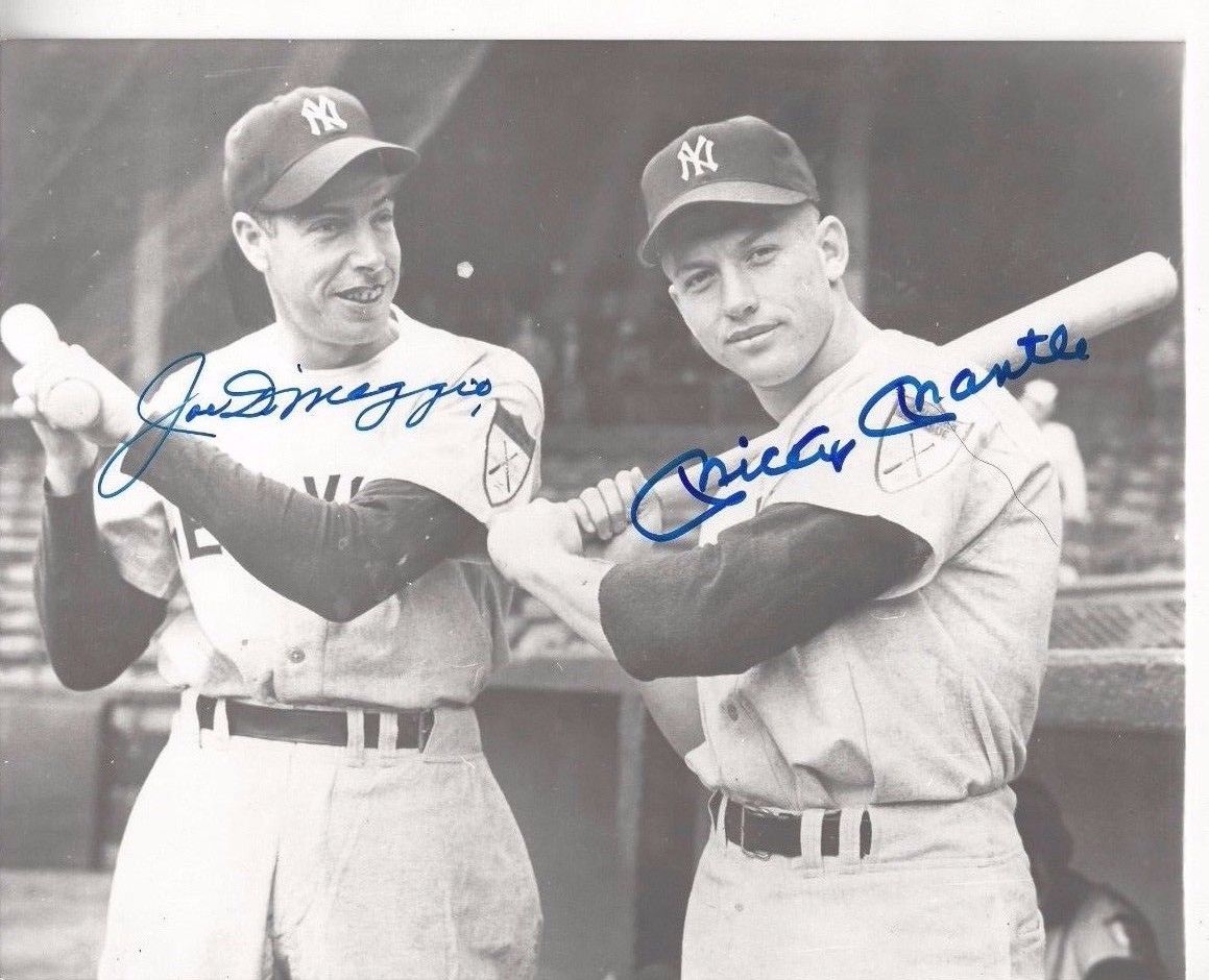 Joe DiMaggio & Mickey Mantle NY Yankees Baseball Autographed 8x10 Photo PSA COA