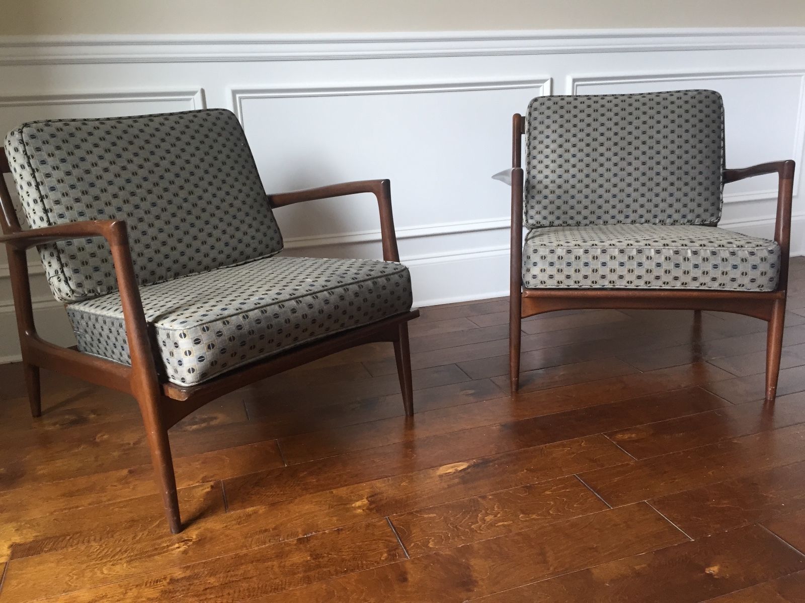 Pair of Walnut Danish Modern Selig Lounge Chairs