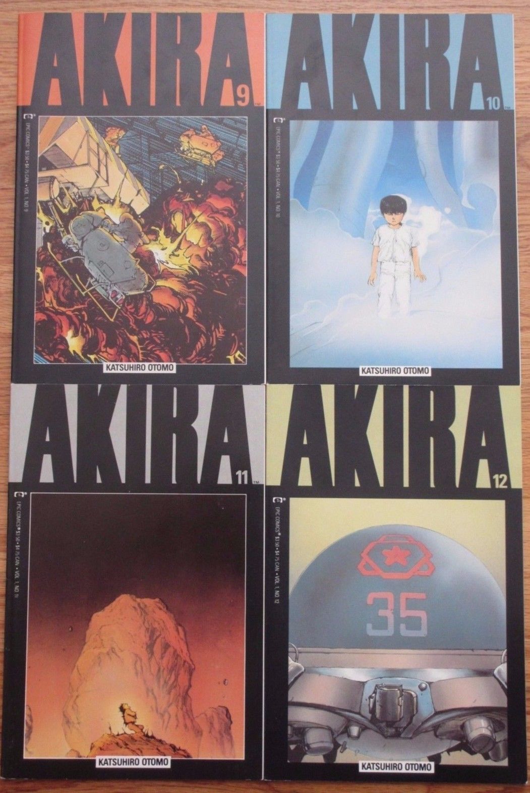 AKIRA #9-12 manga comics lot Katsuhiro Otomo (Epic Comics, all 1st edition)