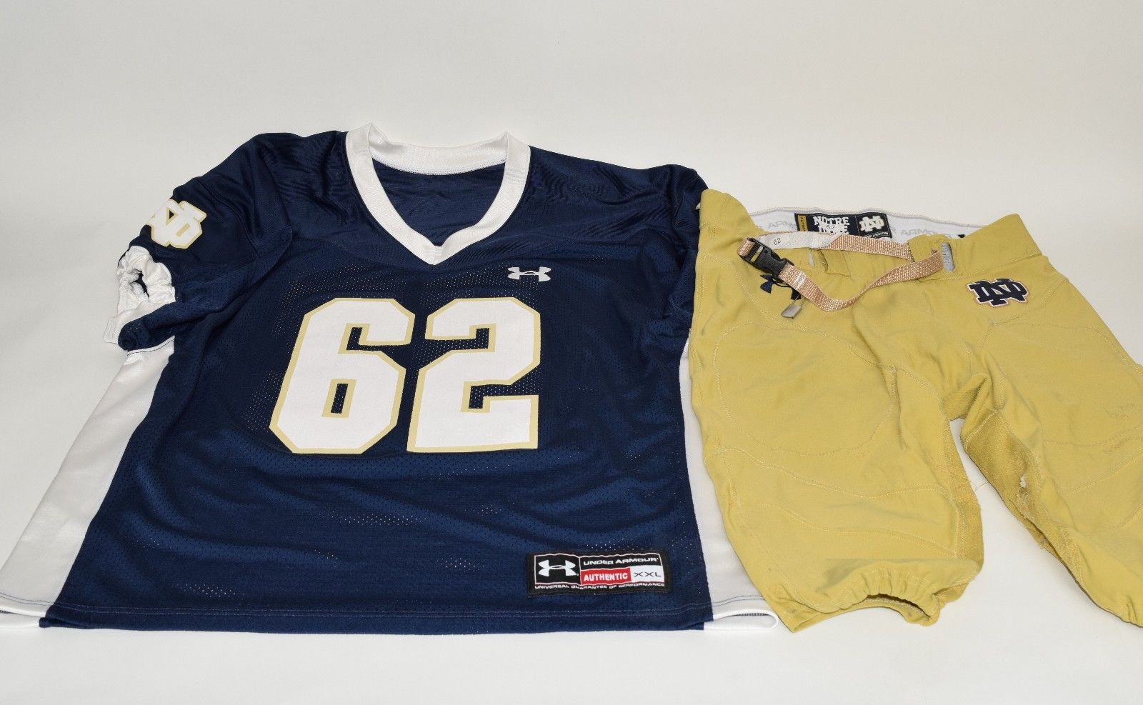 Notre Dame Football Team Issued Under Armour #62 Jersey Pants Practice Set
