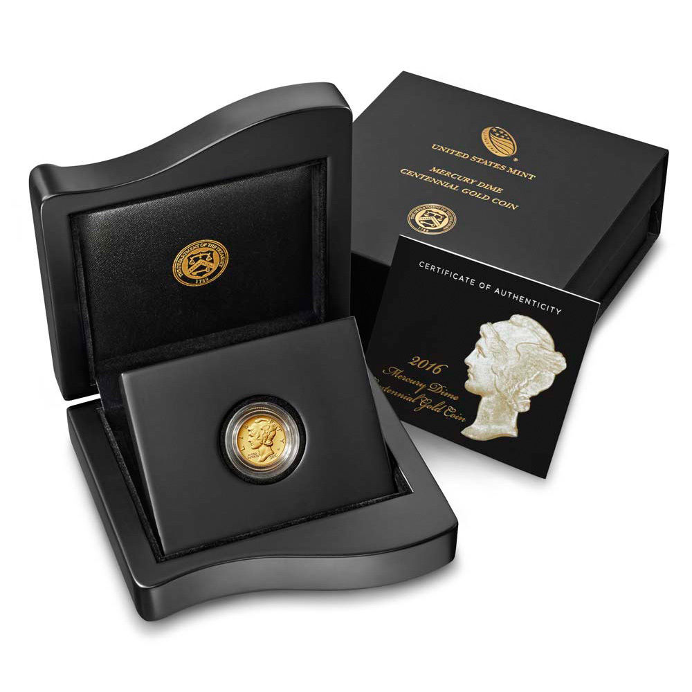 2016-W US Gold Mercury Dime Centennial (1/10 oz)