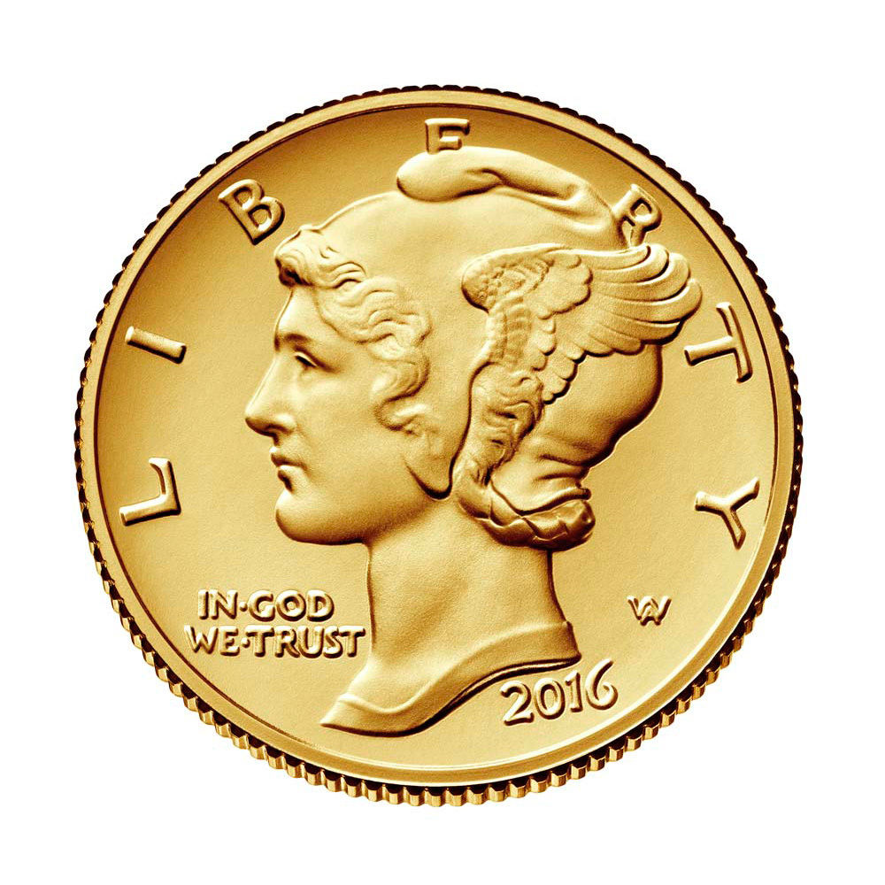 2016-W US Gold Mercury Dime Centennial (1/10 oz)