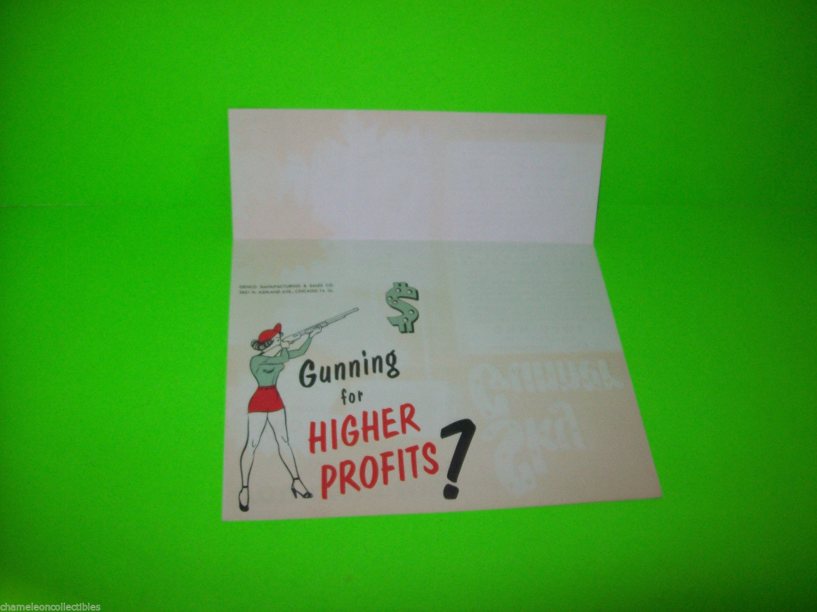 SKY GUNNER By GENCO 1953 ORIGINAL ARCADE GAME MACHINE PROMO SALES FLYER RARE