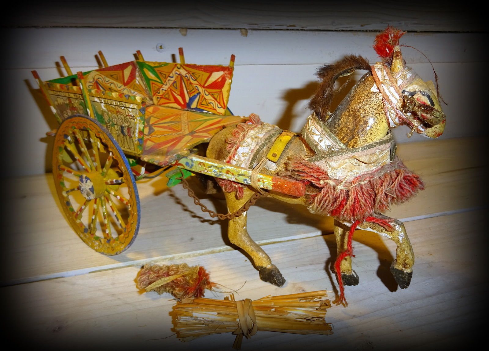 Antique early 20th C Sicilian Cart Authentic Folk Art Collectors Piece Wood