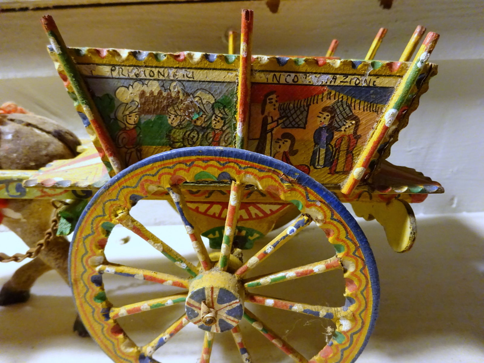 Antique early 20th C Sicilian Cart Authentic Folk Art Collectors Piece Wood