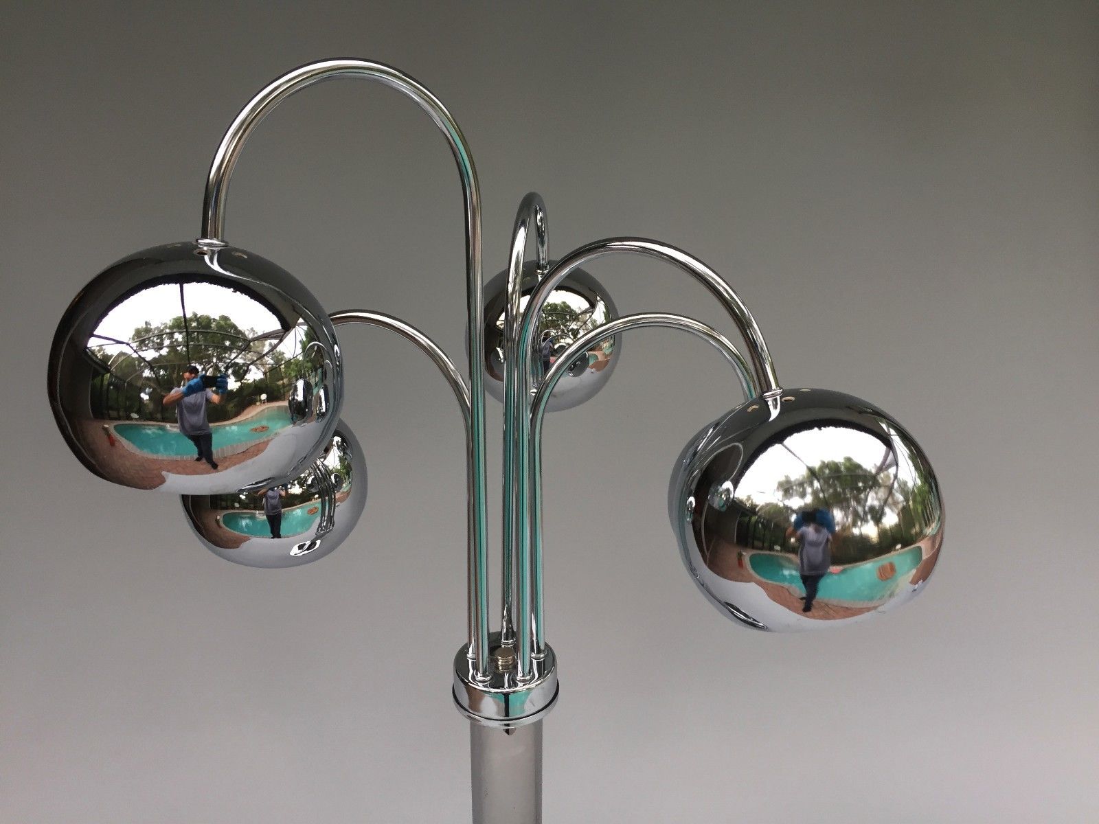 Vintage Mid Century Modern Waterfall Lamp - Five Globe Eyeball Lamp - Chrome