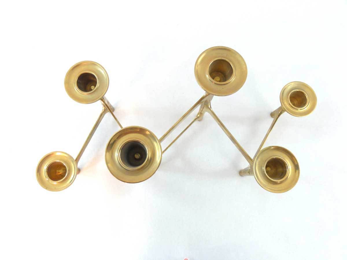 Vtg Mid Century Scandinavian Brass Folding 6-Arm Articulated Candle Holder