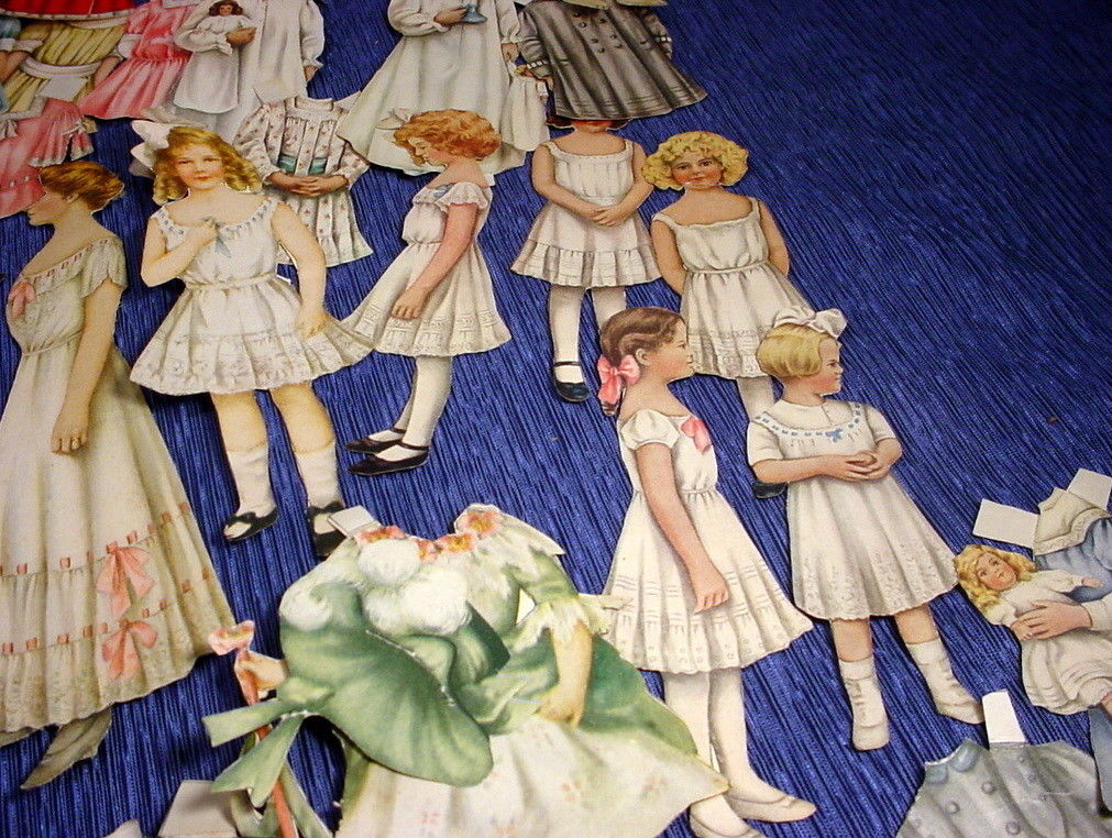 Vintage Paper Doll Collection Dolls And Clothes And Accessories & Postcard