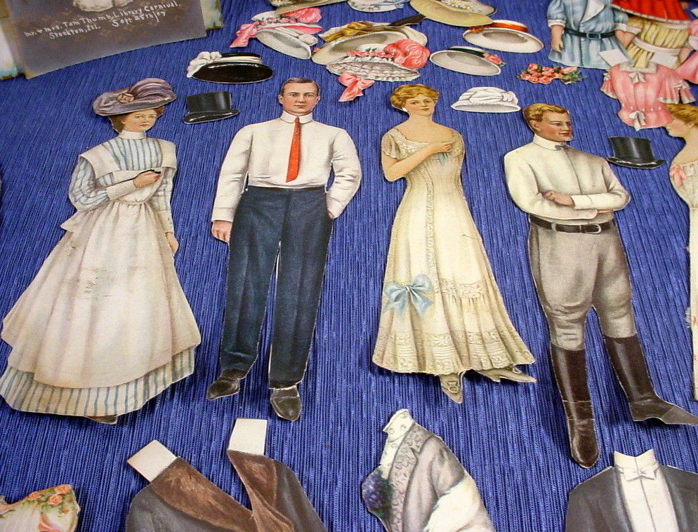 Vintage Paper Doll Collection Dolls And Clothes And Accessories & Postcard