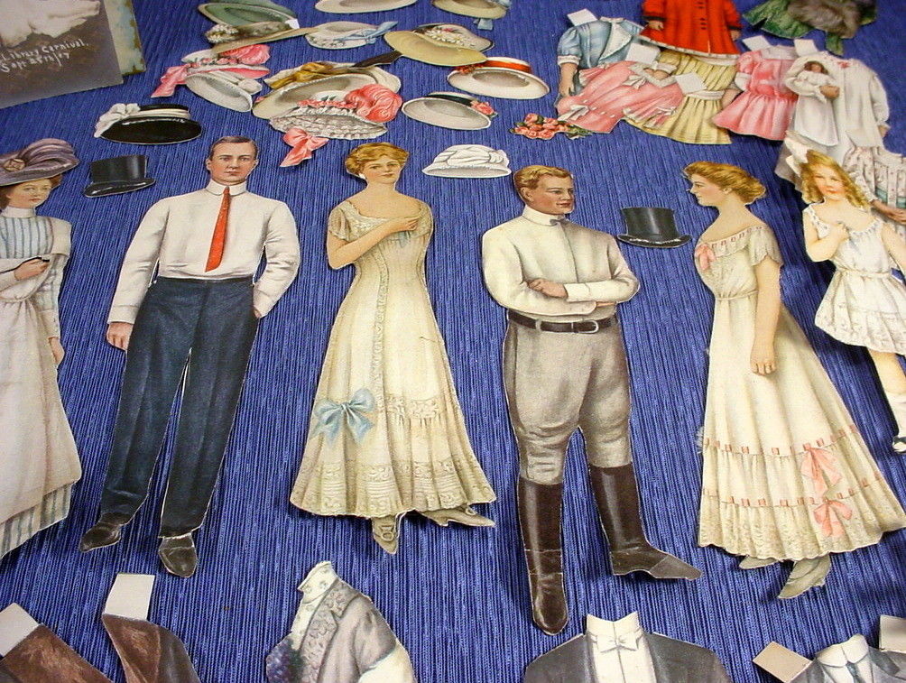 Vintage Paper Doll Collection Dolls And Clothes And Accessories & Postcard