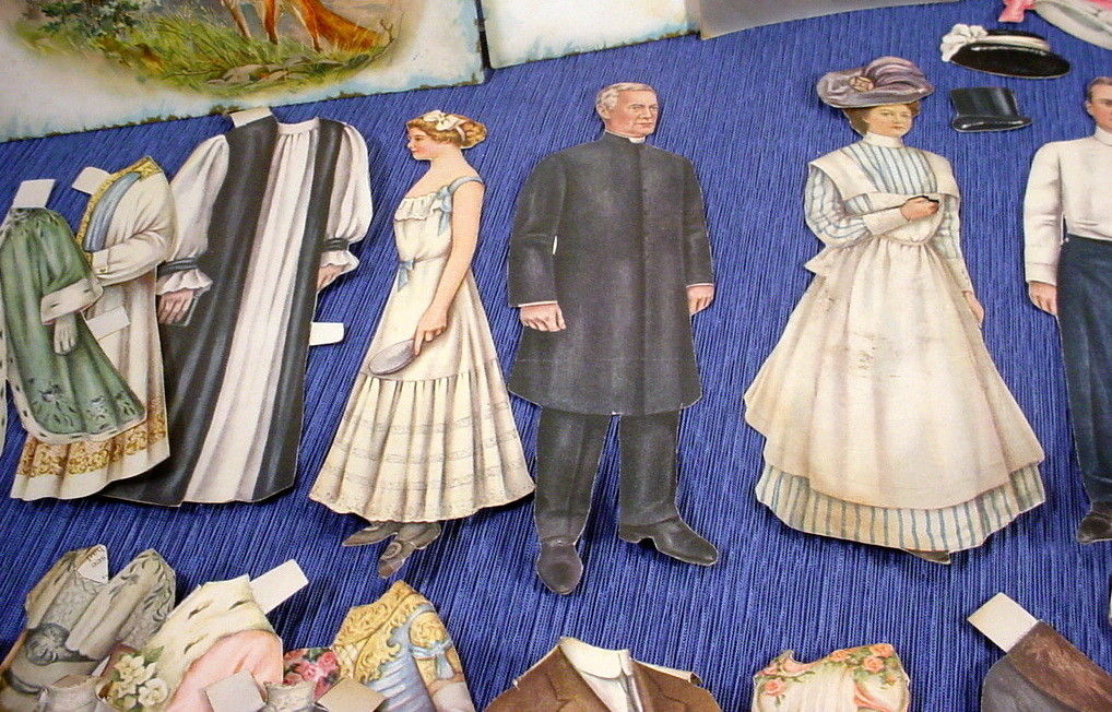 Vintage Paper Doll Collection Dolls And Clothes And Accessories & Postcard