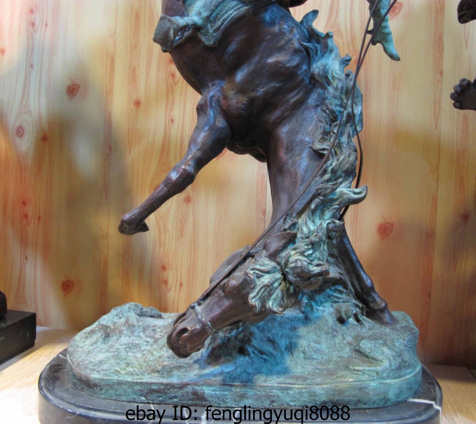 Art Decor Copper Bronze Marble Base Figurine Woman Subdue Horse Statue Sculpture