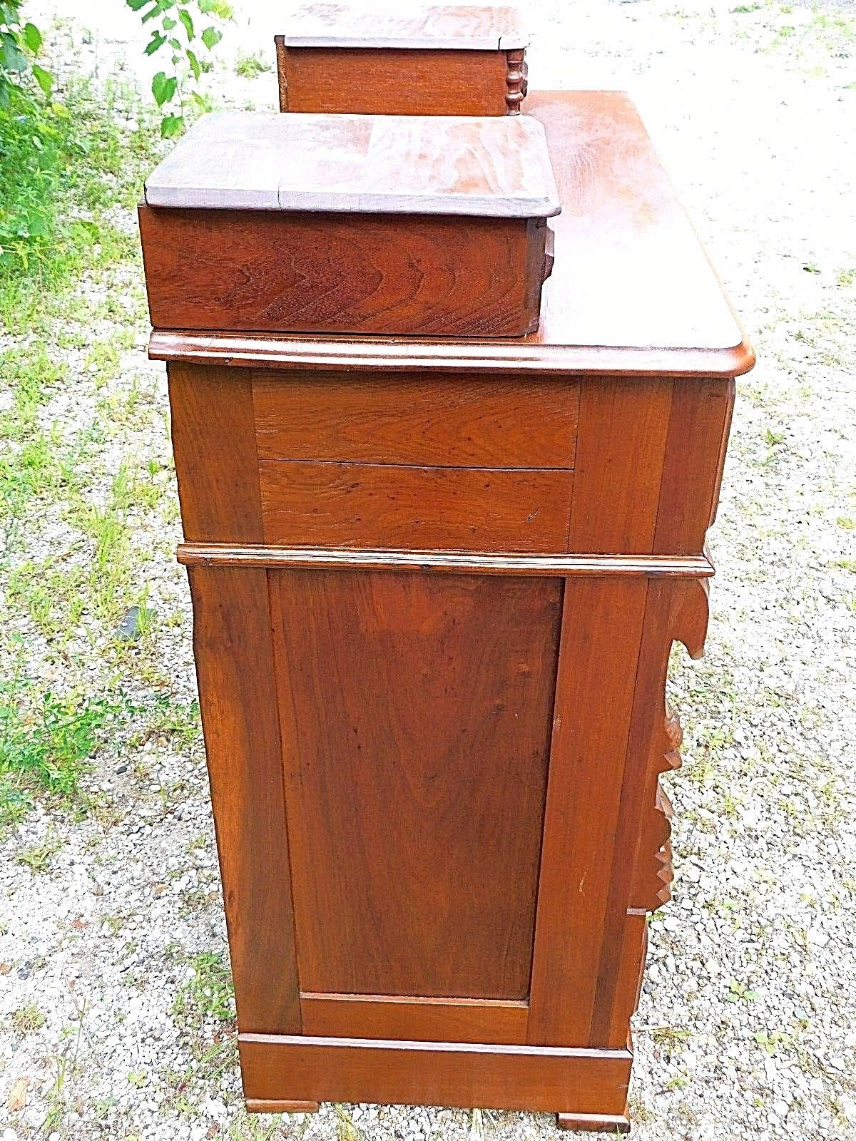 Walnut Antique Victorian Ornate Dresser with hankie drawers