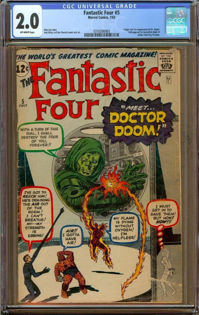 Fantastic Four #5 CGC 2.0 OW 1st Appearance of Doctor Doom!!!!