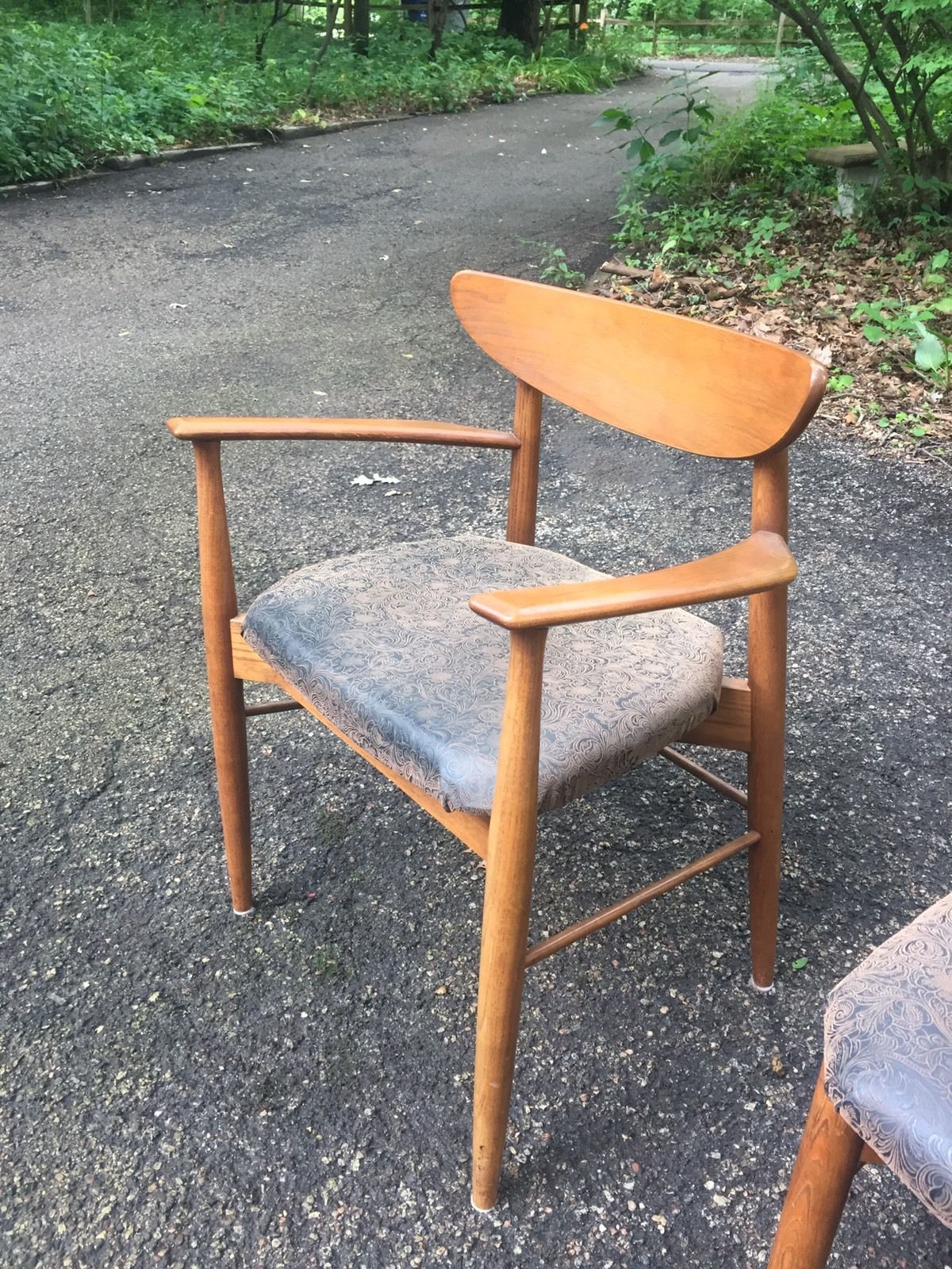 Pair Set 2 Danish Modern Teak? Dining Chairs Mid Century Side Arm