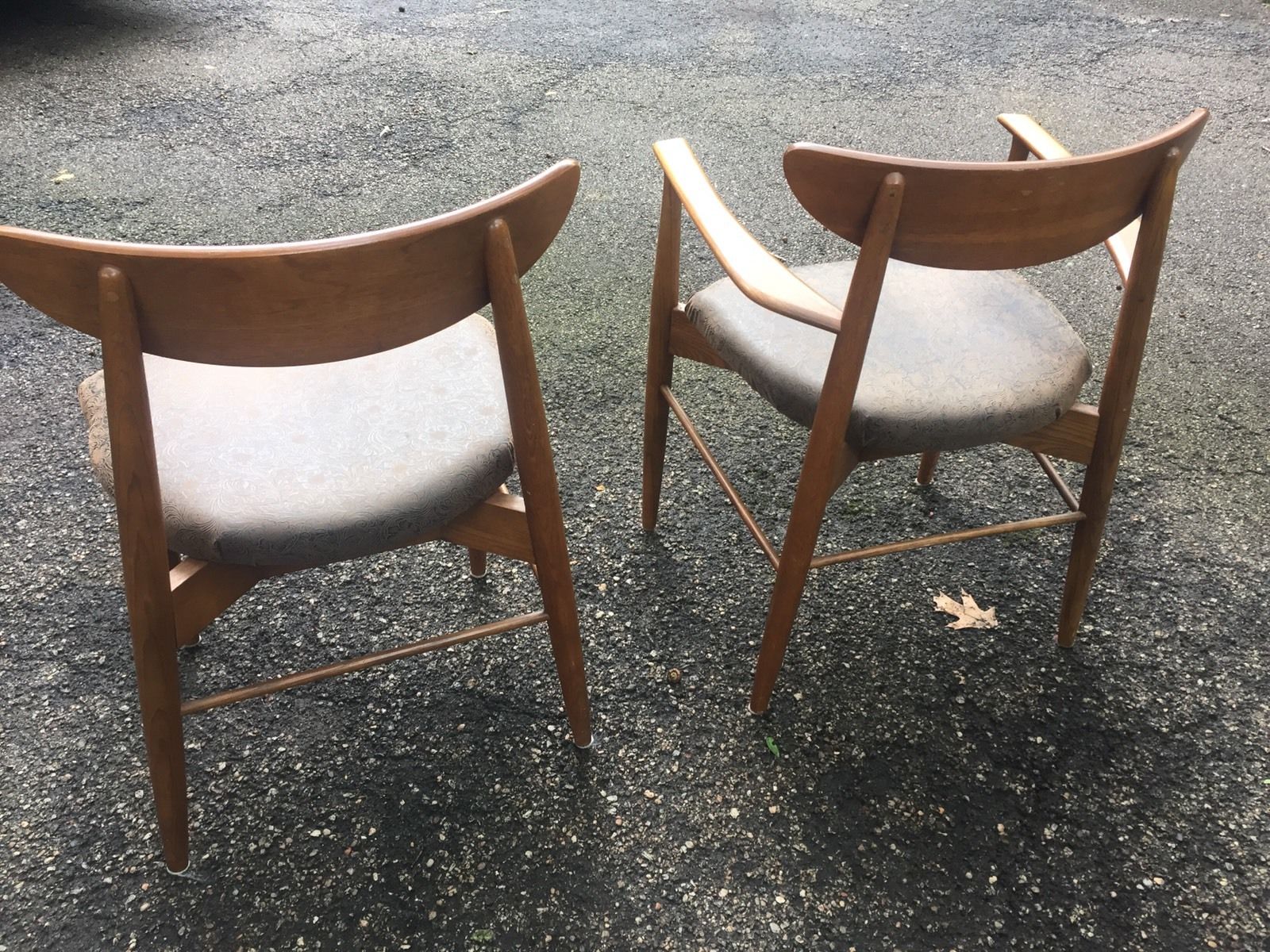 Pair Set 2 Danish Modern Teak? Dining Chairs Mid Century Side Arm