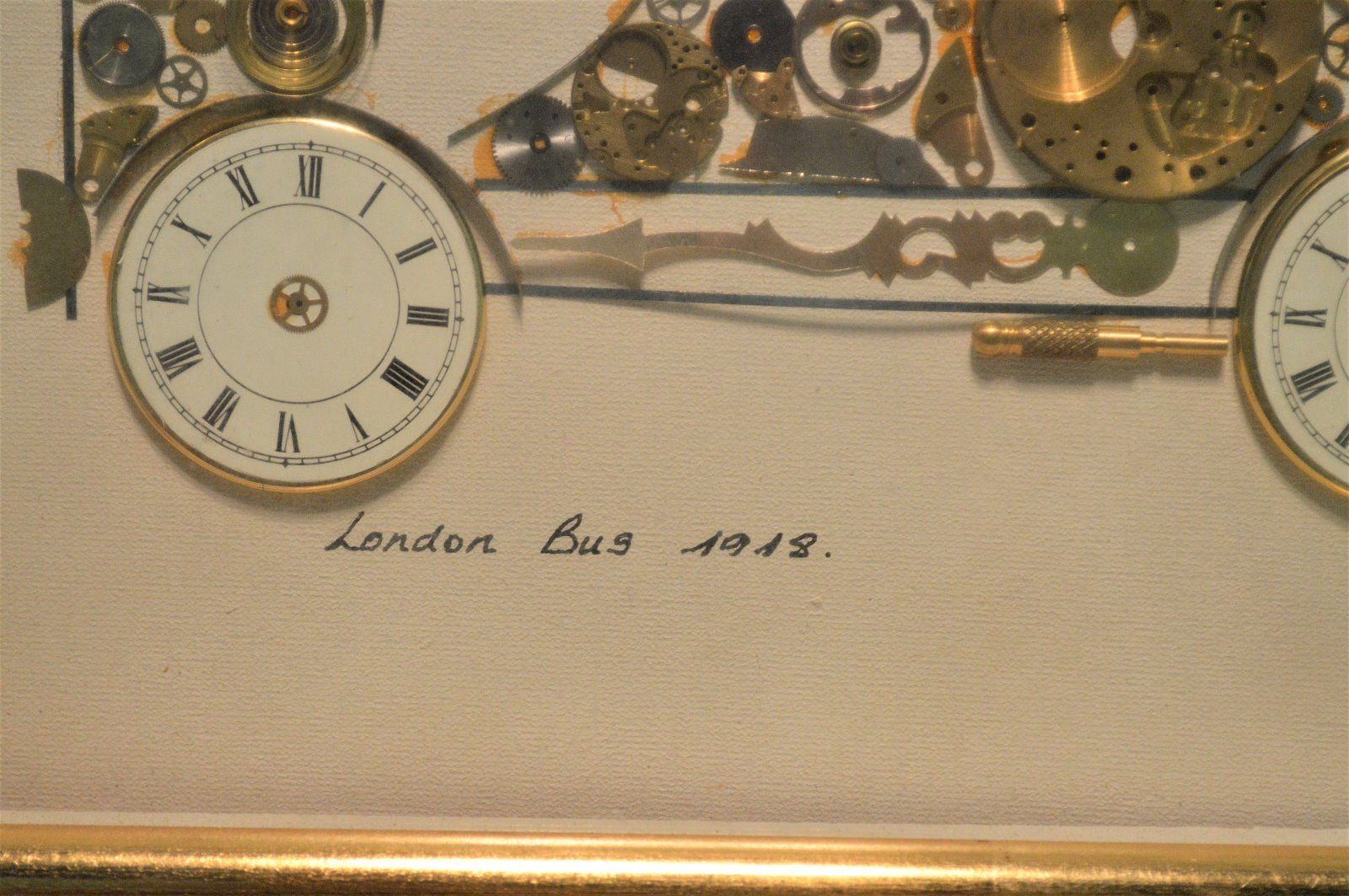 L. Kersh of London Framed & Signed Horological Collage "London Bus 1918"