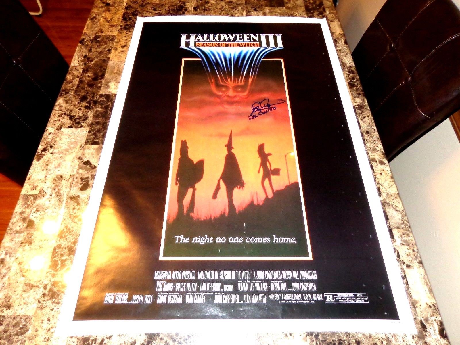 Halloween III Season of the Witch RARE 1-Sheet Movie Poster Signed Tom Atkins