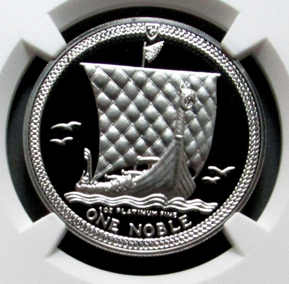 1986 PLATINUM ISLE OF MAN NOBLE NGC PROOF 69 UC VIKING SHIP ONLY 3,000 MINTED