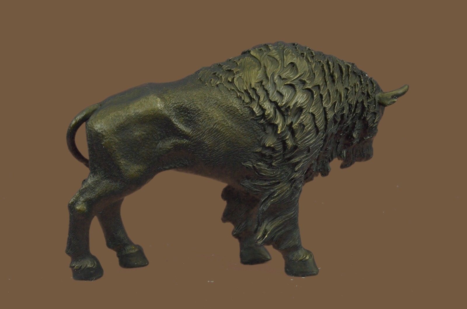 Bronze Sculpture Statue Buffalo Bison Western Native American Art 100% on Marble