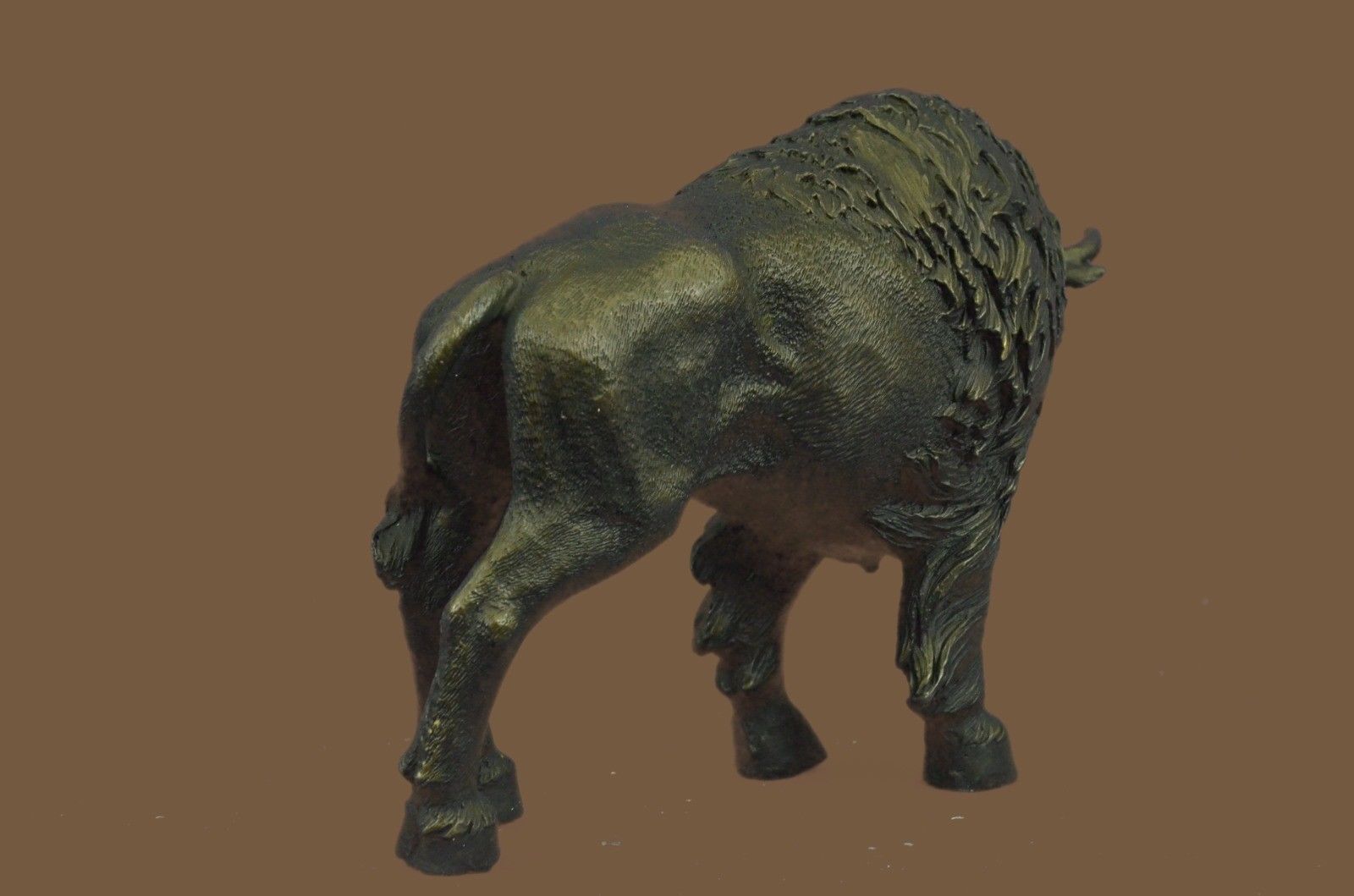 Bronze Sculpture Statue Buffalo Bison Western Native American Art 100% on Marble