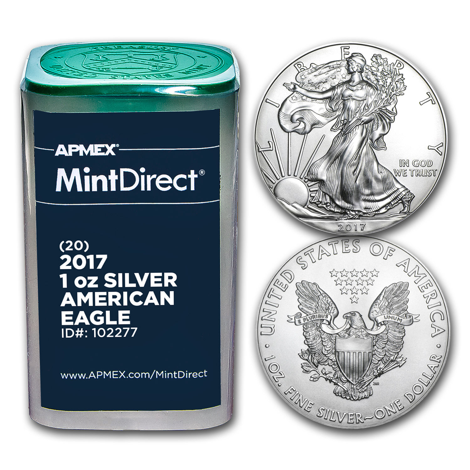 2017 1 oz Silver American Eagles (20-Coin MintDirect® Tube) - SKU #102277