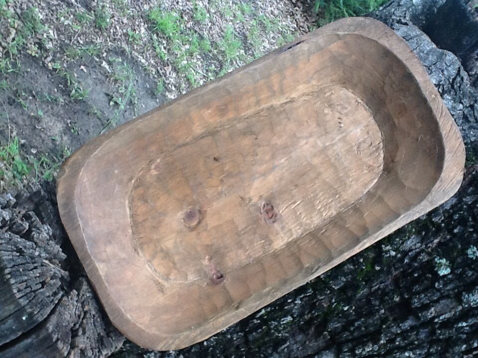 DOUGH BOWL~TRENCHER~Table Centerpiece-Primitive Decor~Hand Carved Wood Style#503