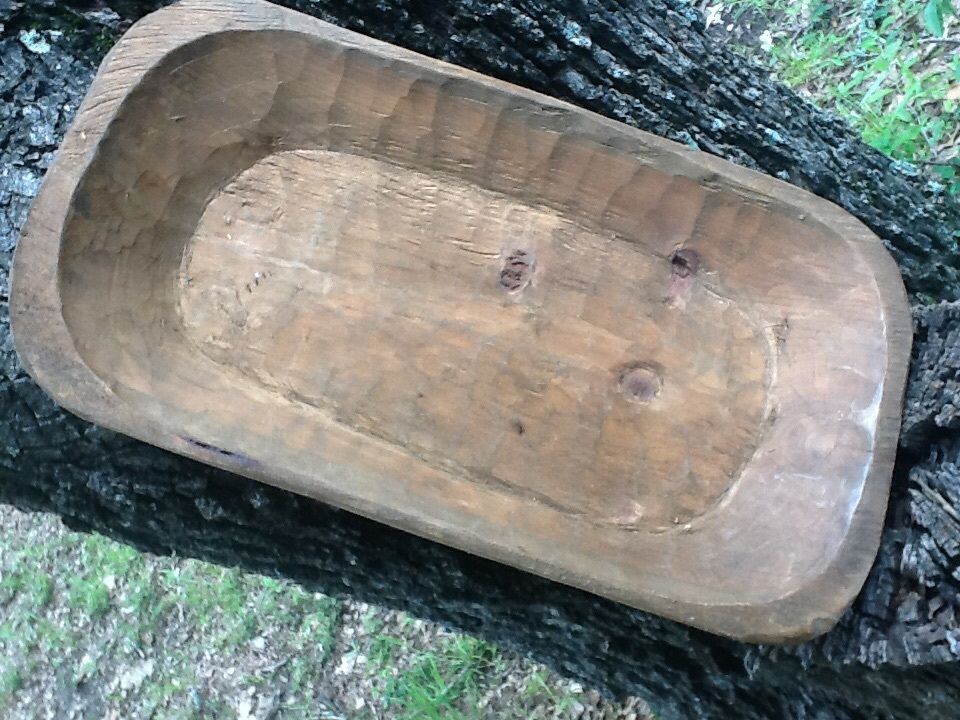 DOUGH BOWL~TRENCHER~Table Centerpiece-Primitive Decor~Hand Carved Wood Style#503