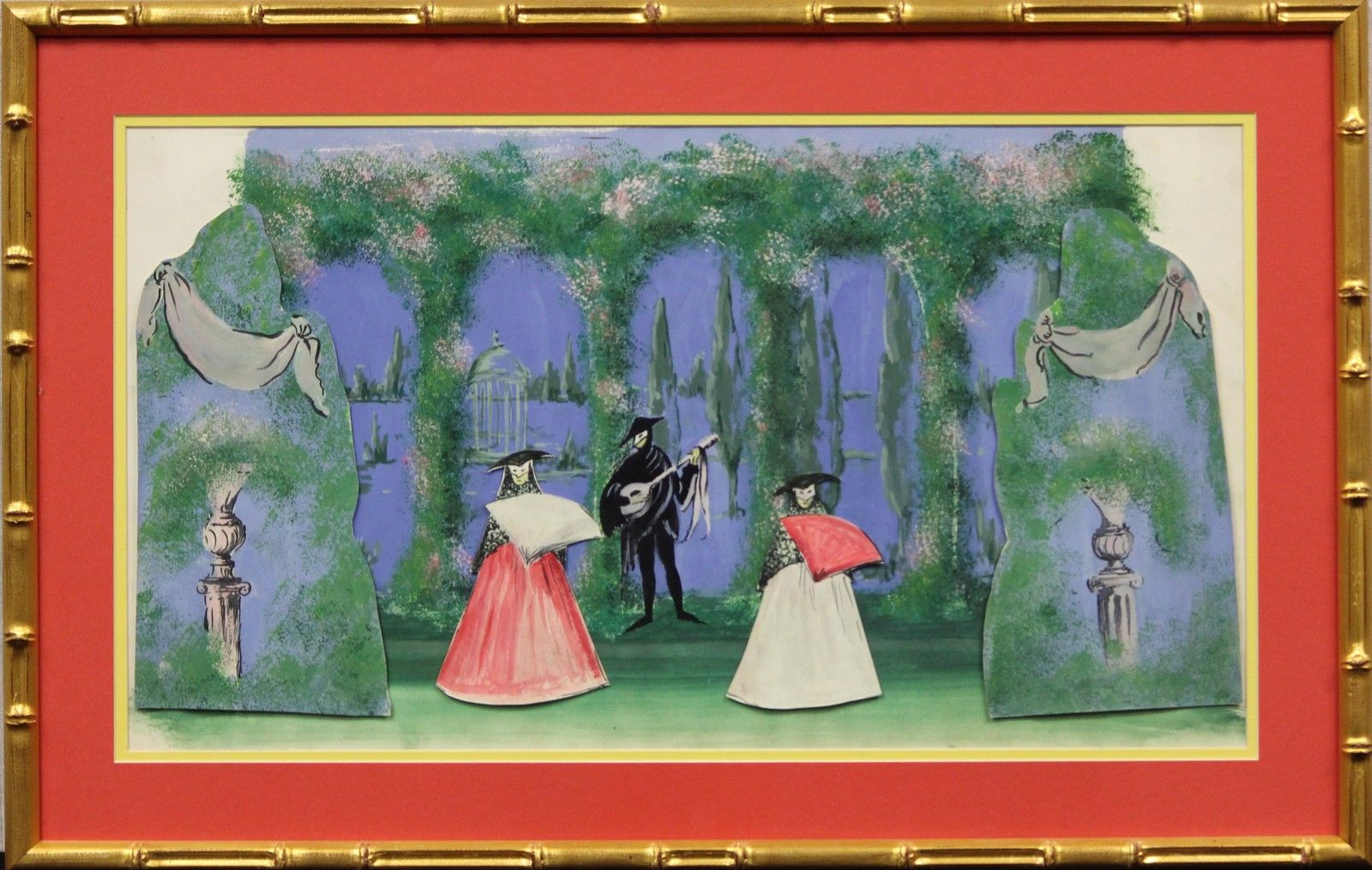 "Fab Lanvin of Paris 'Spanish Geranium' Opera Original c50s Watercolour"