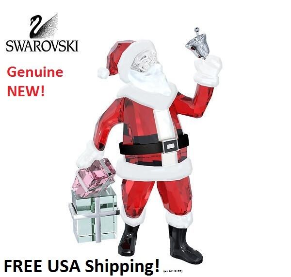 Swarovski SANTA CLAUS WITH Bell Color Crystal Figurine 5003052 NEW in Gift Box!