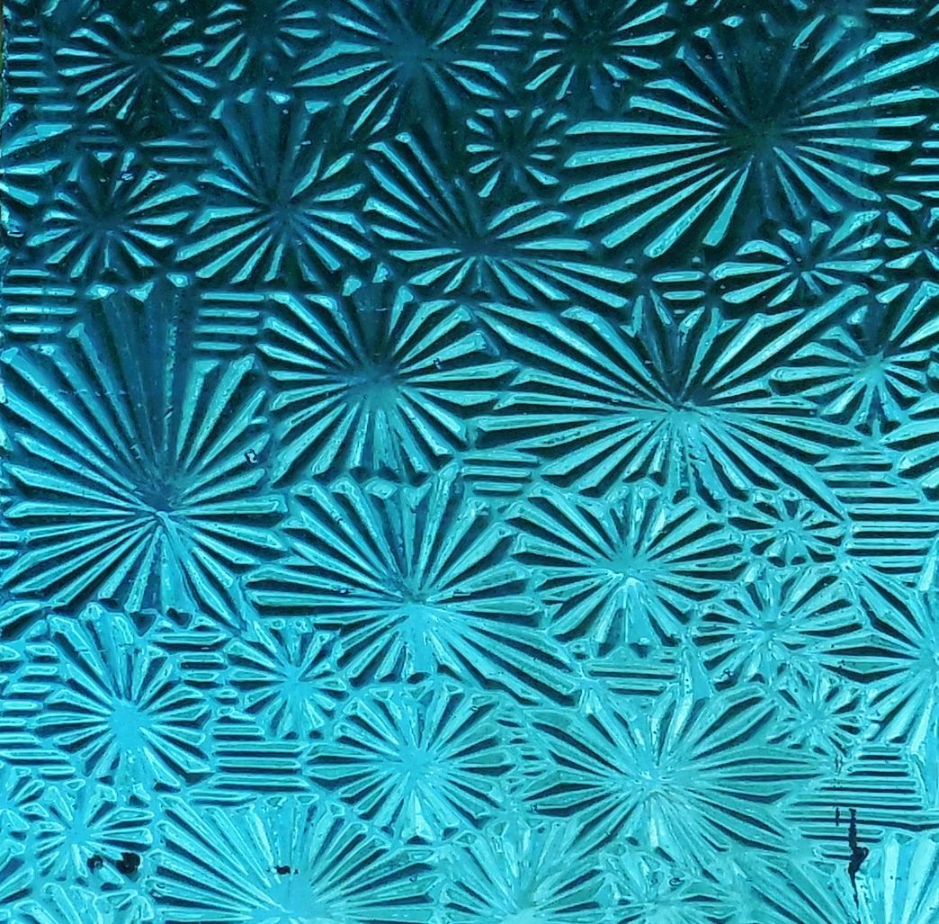 3 Turquoise Aqua Antique Vintage Patterned Glass Sheets Stained Door Window
