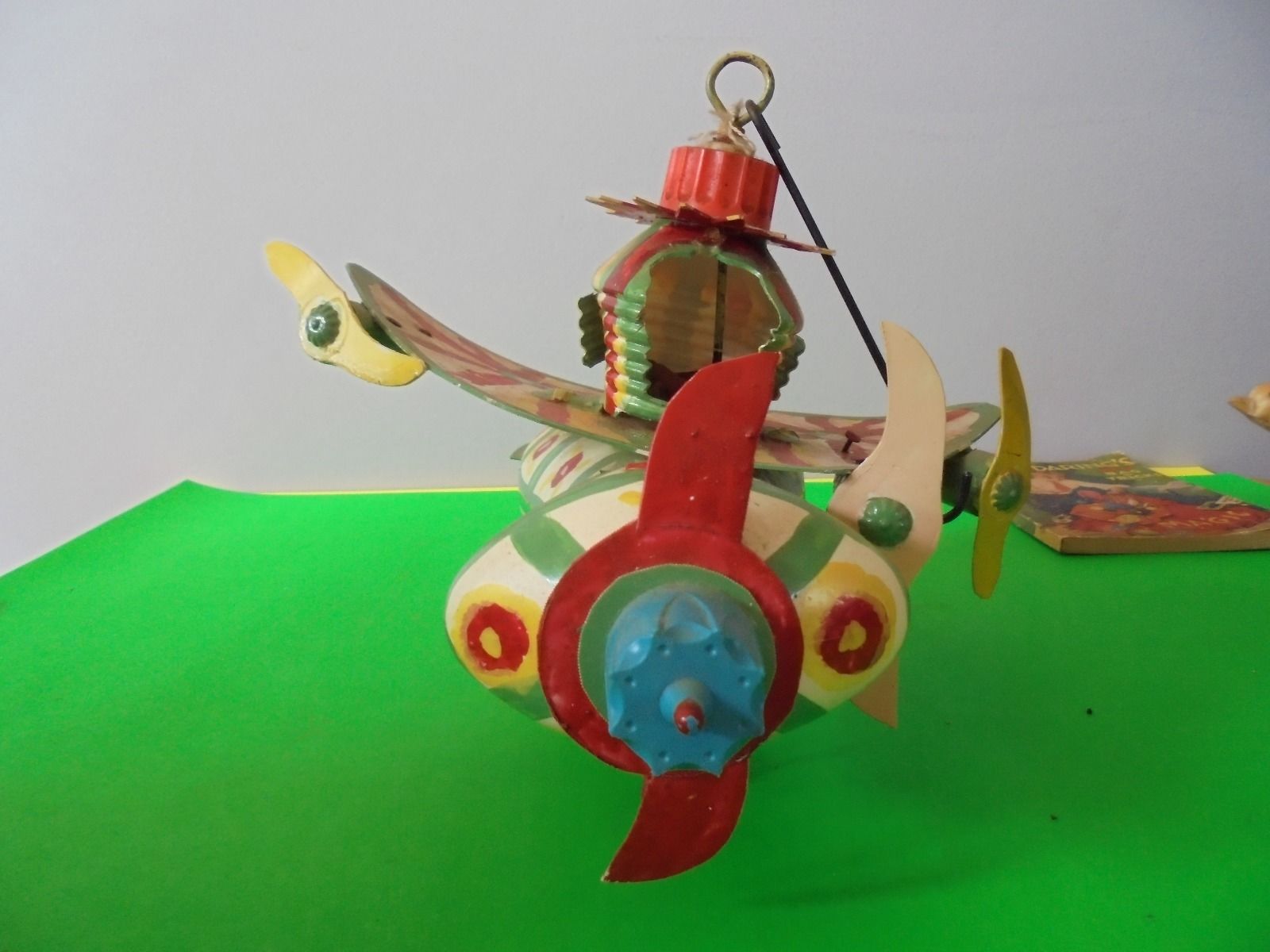 vintage outsider; recycled folk art "Space Cowboy" plastc hand Airplane 1960? ai