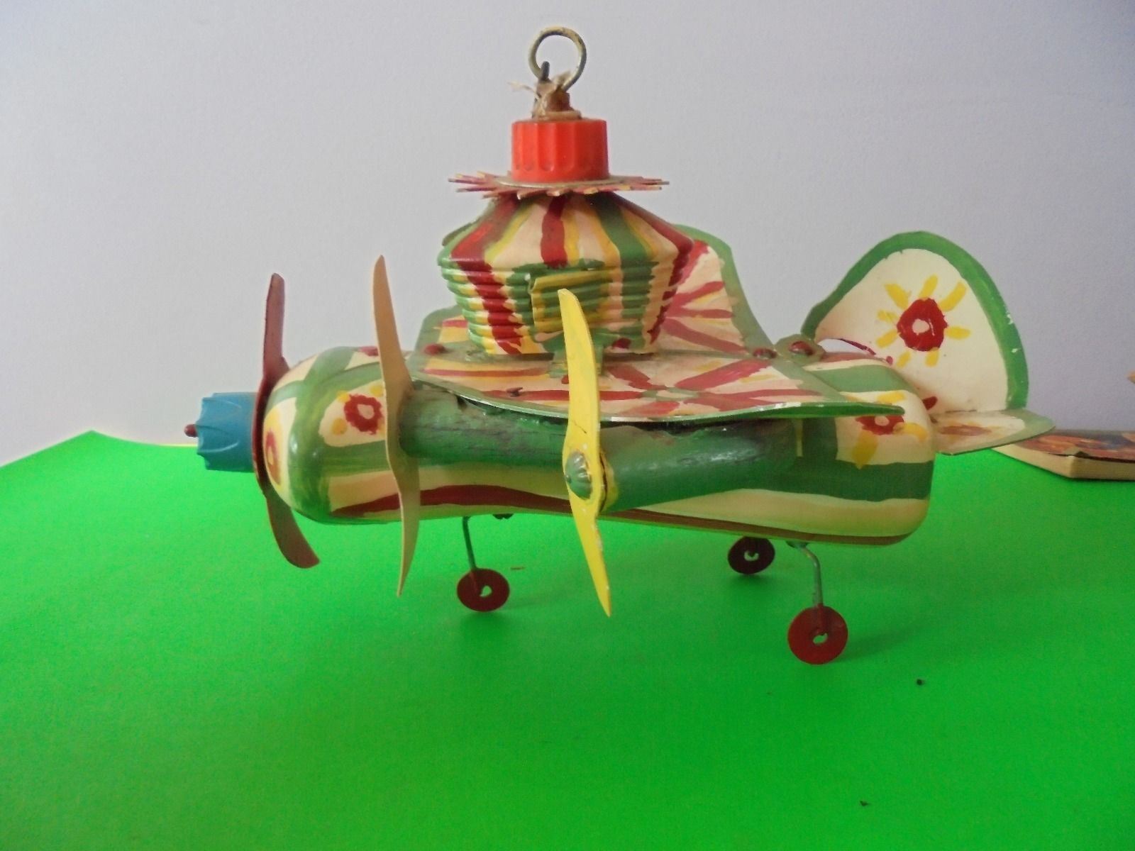 vintage outsider; recycled folk art "Space Cowboy" plastc hand Airplane 1960? ai