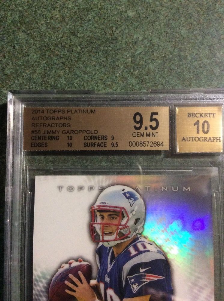 2014 Topps Platinum Refractor Jimmy Garoppolo RC Rookie BGS 9.5Gem Mint, Auto 10