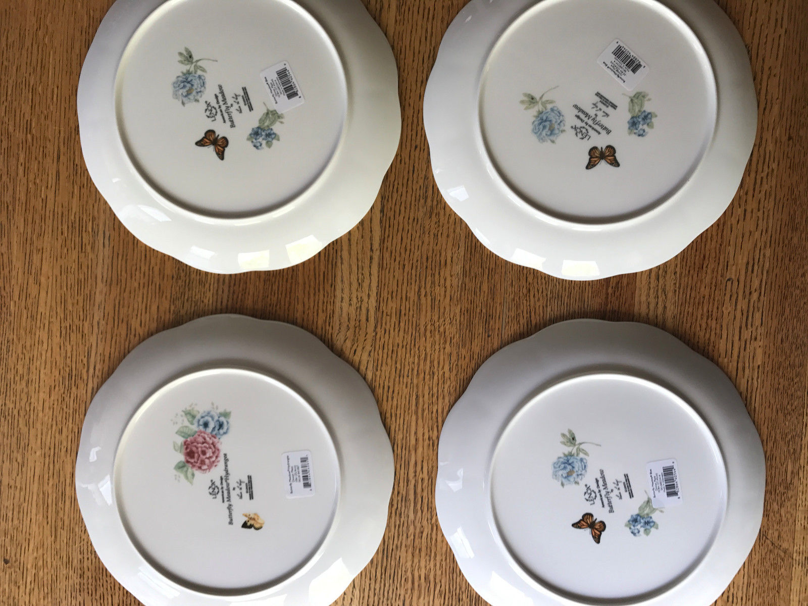 NEW SET 4 LENOX BUTTERFLY MEADOW PLATES (1 Hydrangea, 3 Blue)