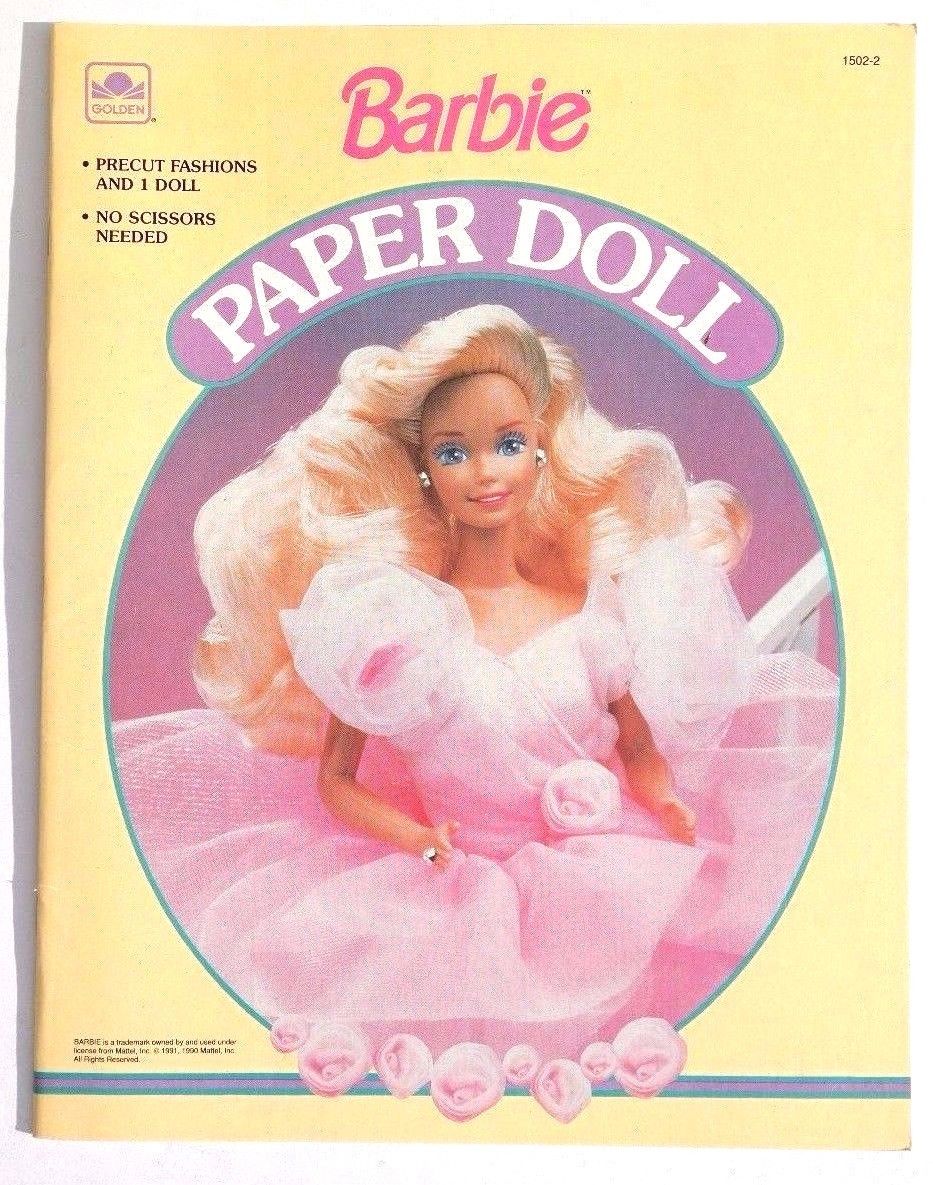 NOS Vintage 1990 BARBIE GOLDEN BOOK (Mattel) Un-Punched Paper Dolls Doll