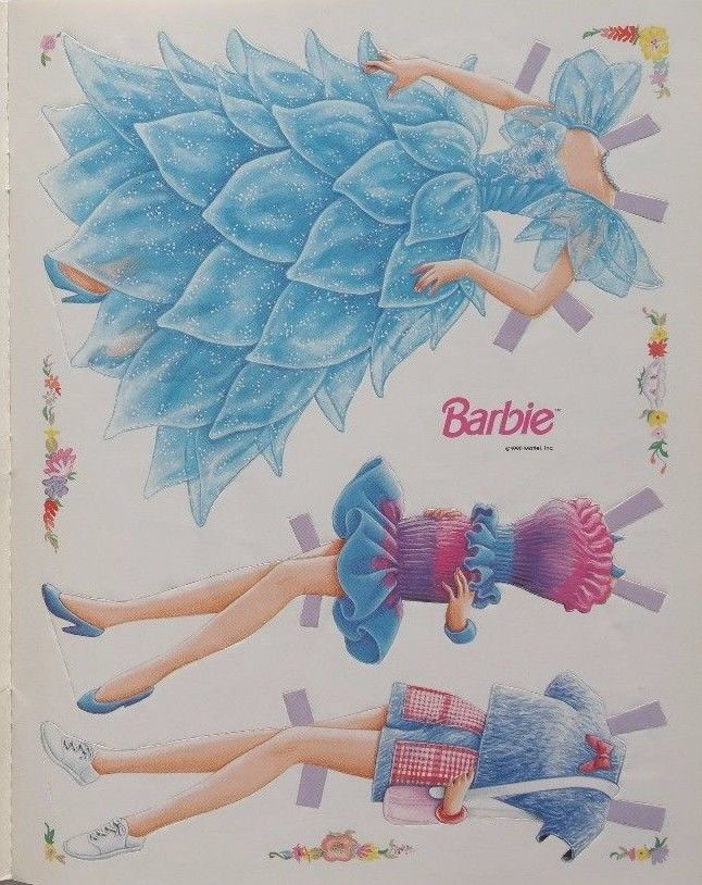 NOS Vintage 1990 BARBIE GOLDEN BOOK (Mattel) Un-Punched Paper Dolls Doll